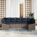 Conjunto de sofás de jardín 7 pcs Gris y azul marino