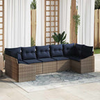 Conjunto de sofás de jardín 7 pcs Gris y azul marino