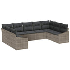 Conjunto de sofás de jardín 9 pcs Gris ratán sintético