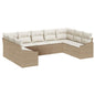 Conjunto de sofás de jardim 9 peças Bege e Creme vime sintético