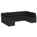 Conjunto de sofás de jardín 9 pcs Negro ratán sintético