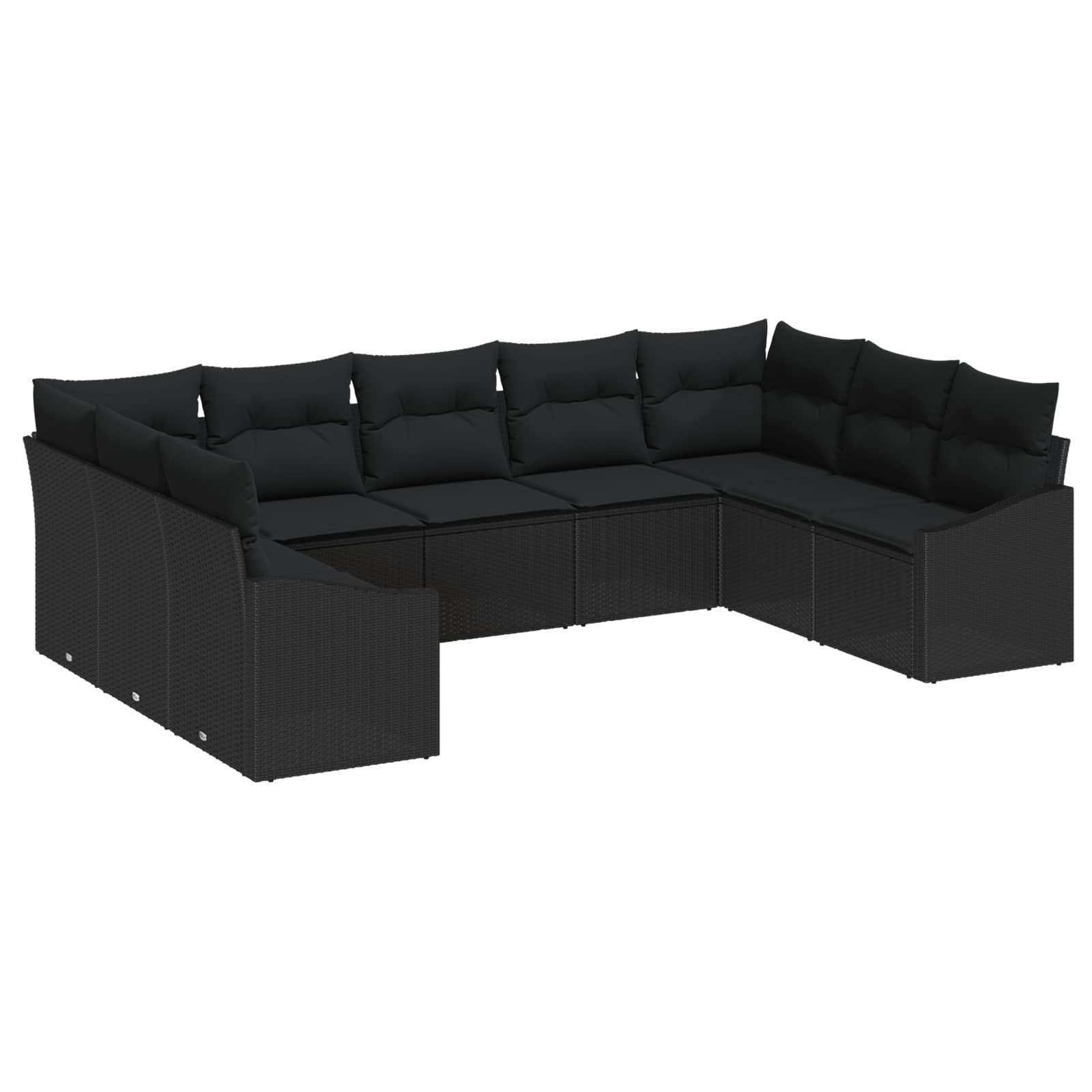 Conjunto de sofás de jardín 9 pcs Negro ratán sintético
