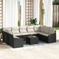 Conjunto de sofás de jardim cinzento claro vime sintético