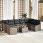 Conjunto de sofás de jardim cinzento claro vime sintético