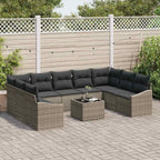 Conjunto de sofás de jardín Gris Claro ratán sintético