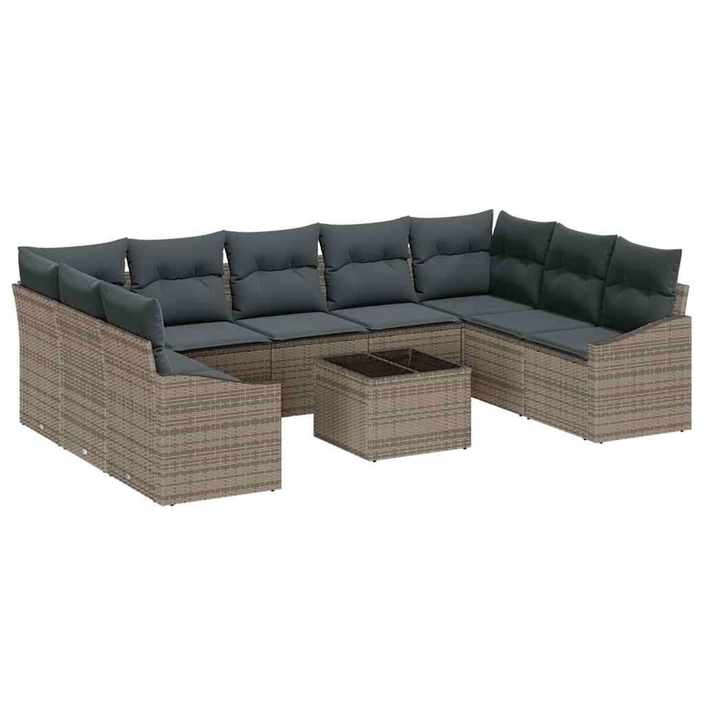 Conjunto de sofás de jardín Gris Claro ratán sintético