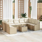 Conjunto de sofás de jardín 9 pcs Negro ratán sintético