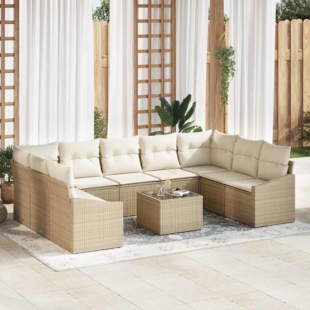 Conjunto de sofás de jardín 9 pcs Negro ratán sintético