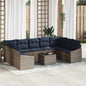 Conjunto de sofás de jardín 10 pcs Gris y marino