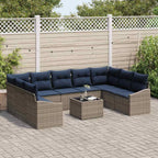 Conjunto de sofás de jardín 10 pcs Gris y marino