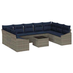 Conjunto de sofás de jardín 10 pcs Gris y marino