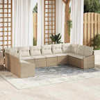 Conjunto de sofás de jardín 10 pcs Beige y Crema