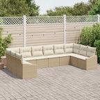 Conjunto de sofás de jardín 10 pcs Beige y Crema