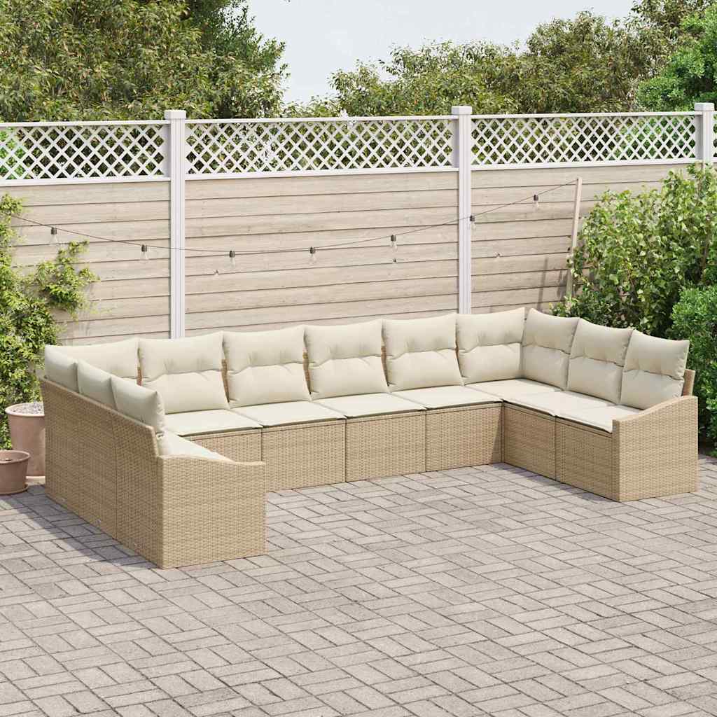 Conjunto de sofás de jardín 10 pcs Beige y Crema