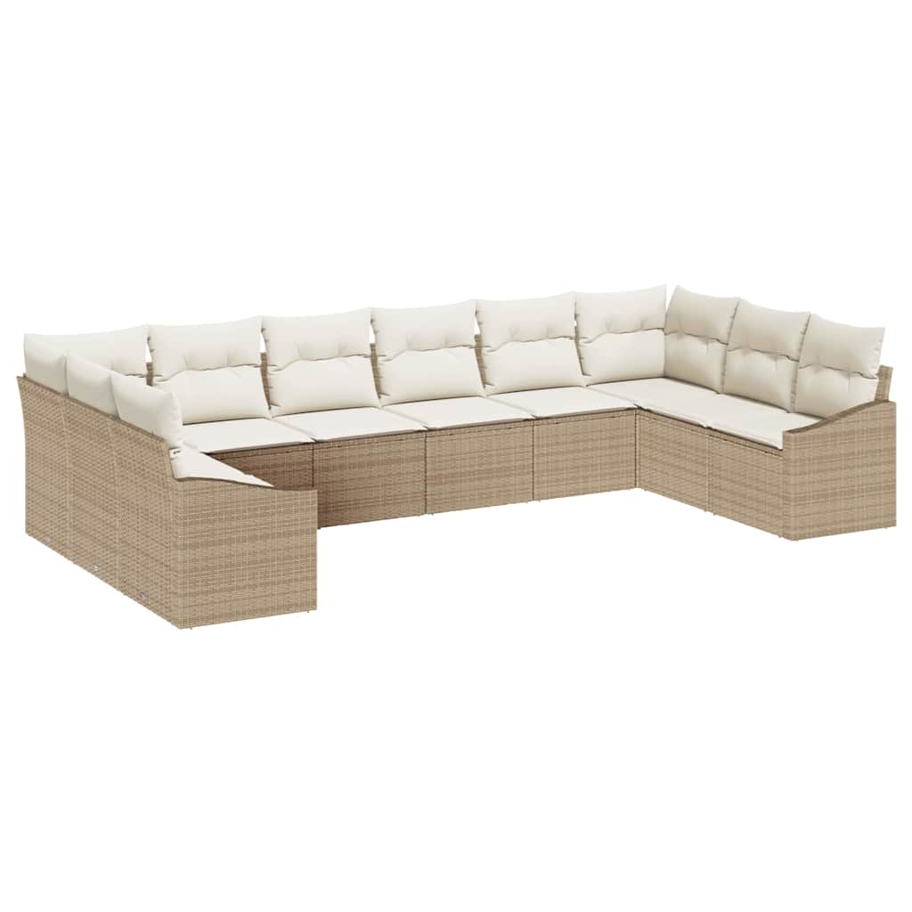 Conjunto de sofás de jardín 10 pcs Beige y Crema