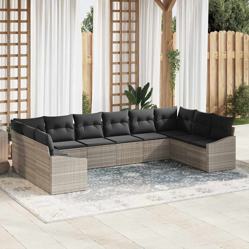 Conjunto de sofás de jardín 10 pcs Beige y Crema