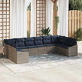 Conjunto de sofás de jardín 10 pcs Gris y azul marino