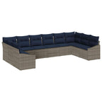 Conjunto de sofás de jardín 10 pcs Gris y azul marino