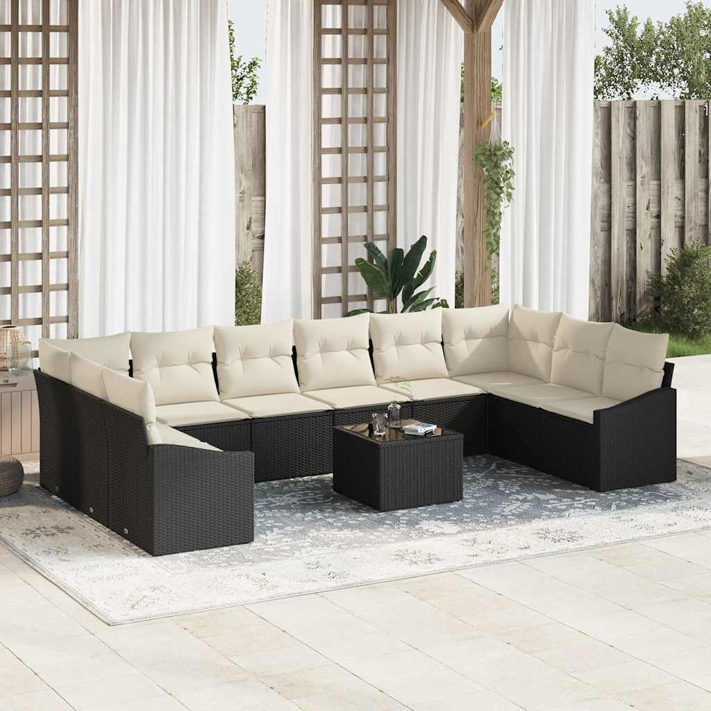 Conjunto de sofás de jardín 10 pcs Beige y Crema