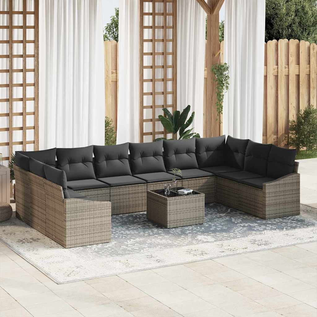 Conjunto de sofás de jardín 10 pcs Beige y Crema