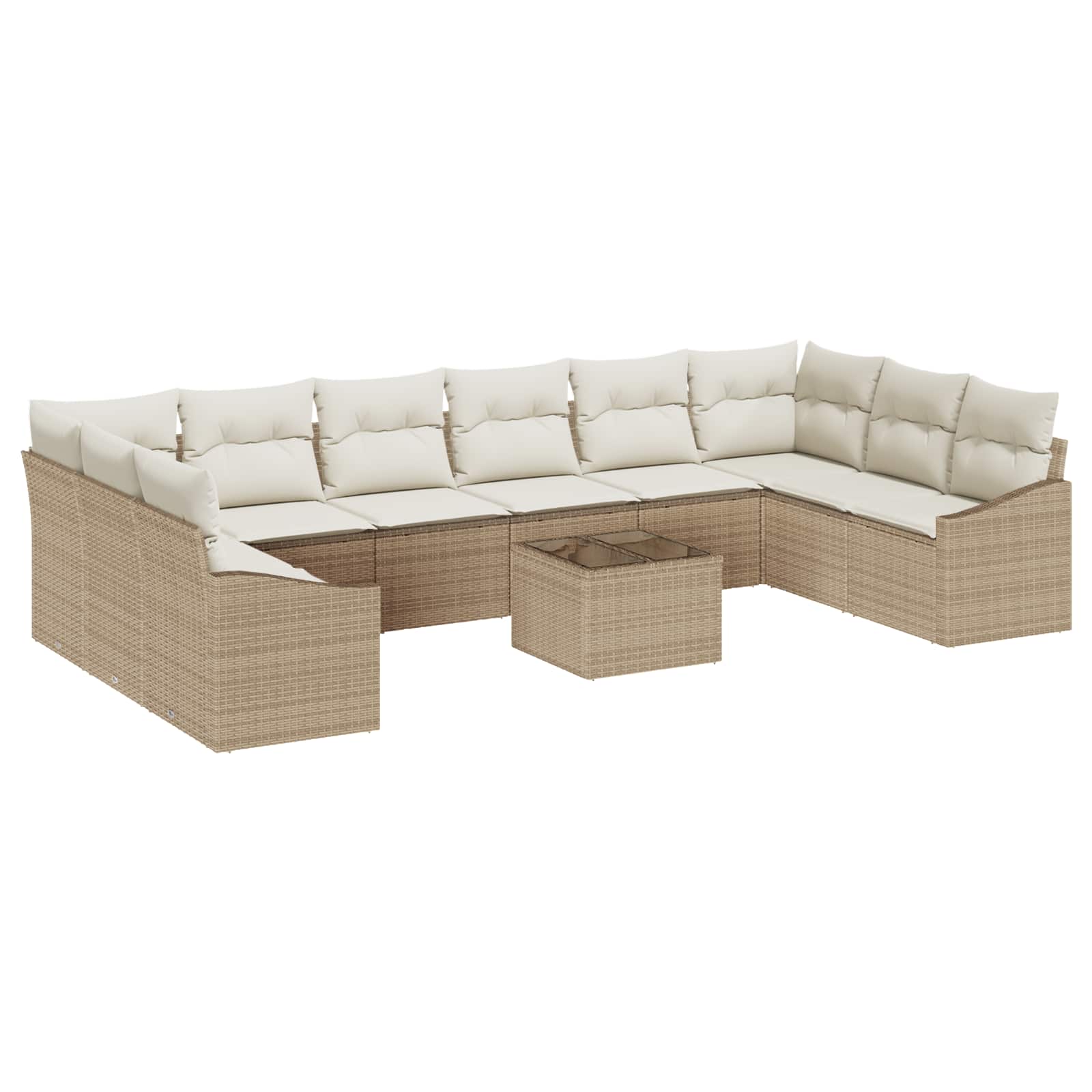 Conjunto de sofás de jardín 10 pcs Beige y Crema