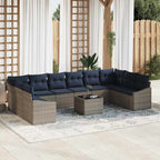 Conjunto de sofás de jardín Gris y marino ratán sintético