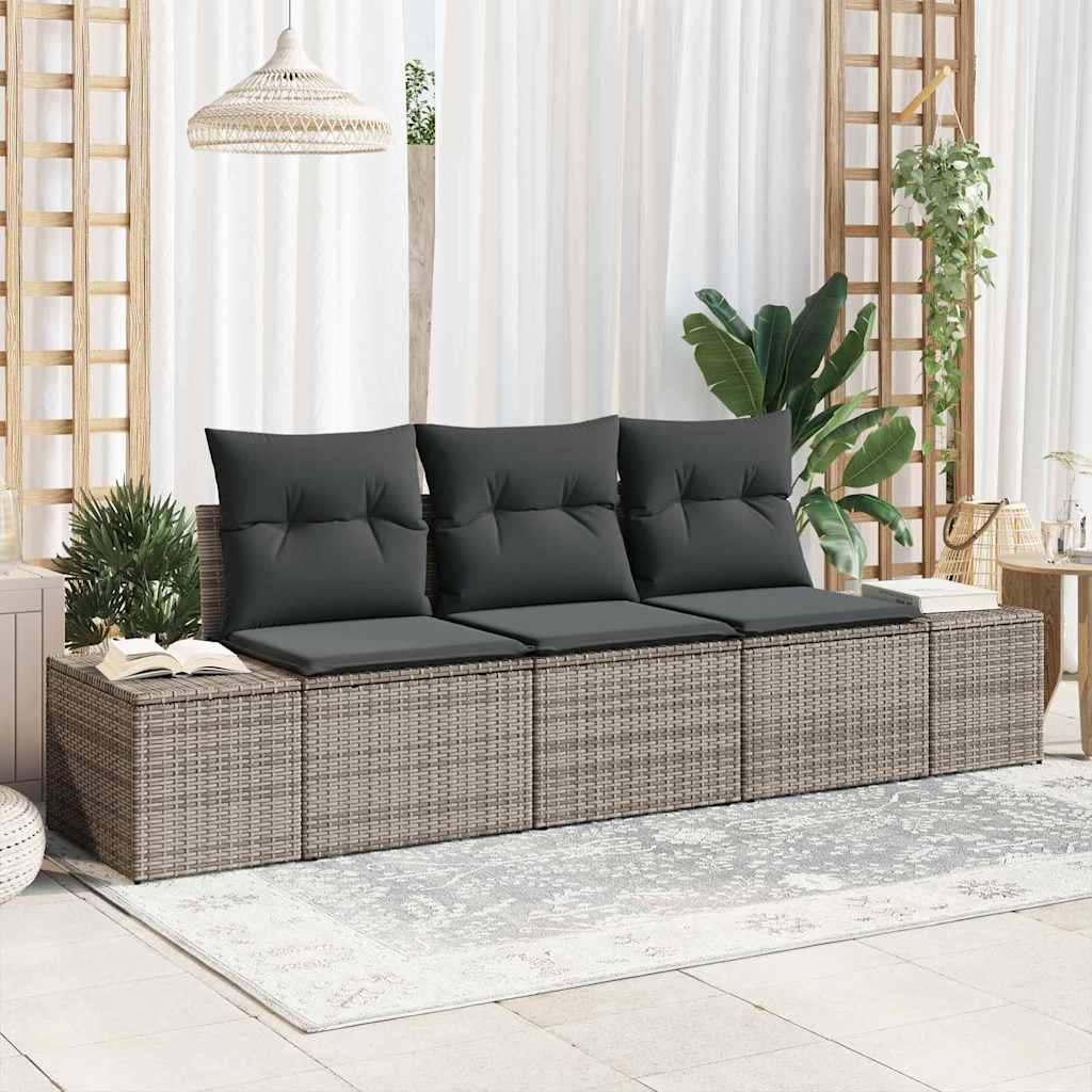 Conjunto de sofás de jardín 11 pcs Negro y azul ratán sintético