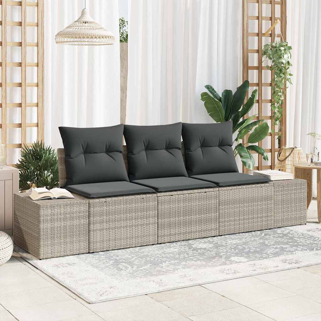 Conjunto de sofás de jardín 11 pcs Negro y azul ratán sintético