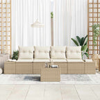 Conjunto de sofá de jardín 5 pcs Beige y Crema ratán sintético