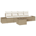 Conjunto de sofá de jardín 5 pcs Beige y Crema ratán sintético