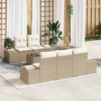 Conjunto de sofá de jardín 6 pcs Beige y Crema ratán sintético