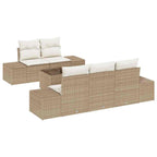 Conjunto de sofá de jardín 6 pcs Beige y Crema ratán sintético