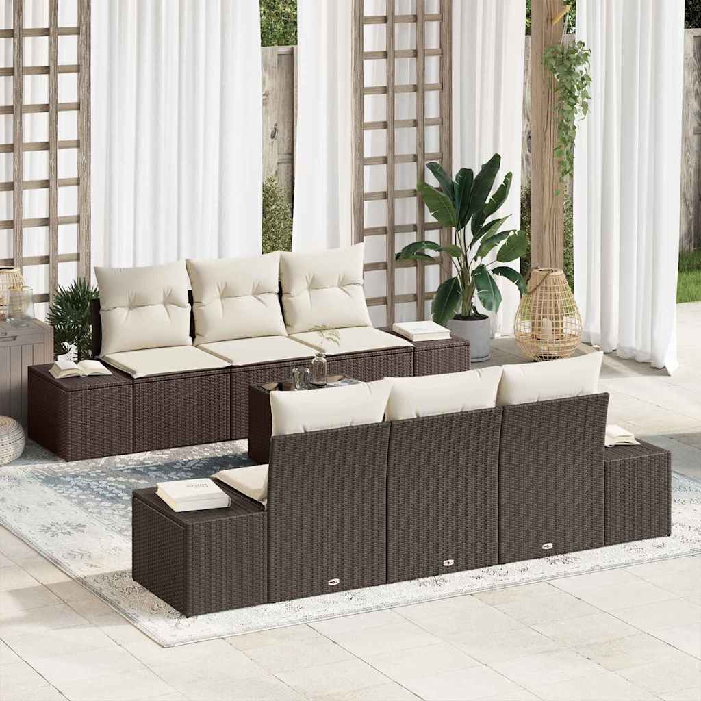 Conjunto de sofá de jardín 5 pcs Beige ratán sintético