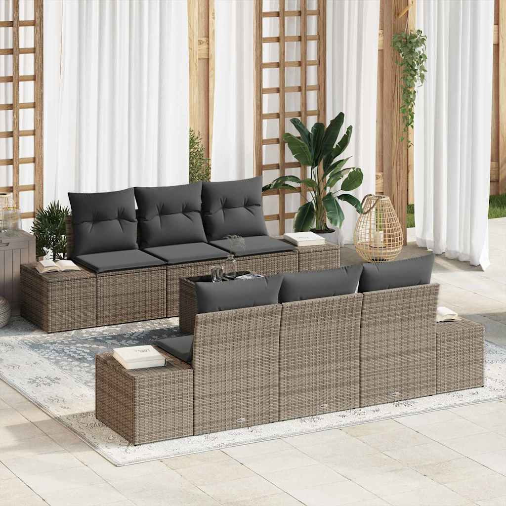 Conjunto de sofá de jardín con cojín 8 pcs Gris ratán sintético