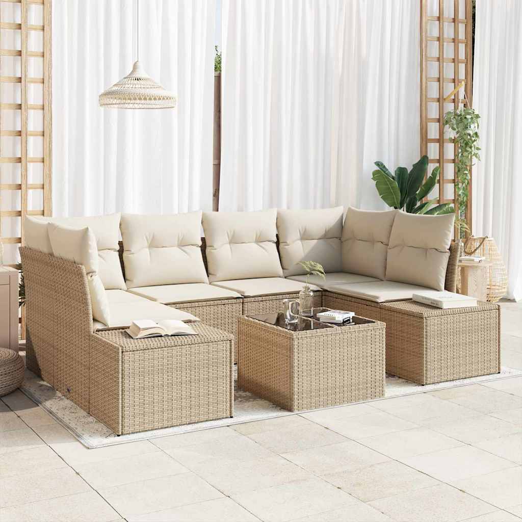 Conjunto de sofá de jardín 6 pcs Beige Poliratán