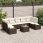 Conjunto de sofá de jardim 8 pcs Bege e Creme vime sintético
