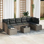 Conjunto de sofá de jardim com almofadas 8 peças Cinzento vime sintético