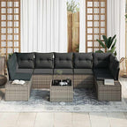 Conjunto de sofá de jardín con cojín 8 pcs Gris ratán sintético