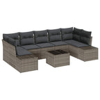 Conjunto de sofá de jardín con cojín 8 pcs Gris ratán sintético