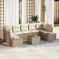 Conjunto de sofá de jardín 8 pcs Beige y Crema ratán sintético