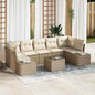 Conjunto de sofá de jardim 8 pcs Bege e Creme vime sintético