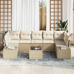 Conjunto de sofá de jardín 8 pcs Beige y Crema ratán sintético