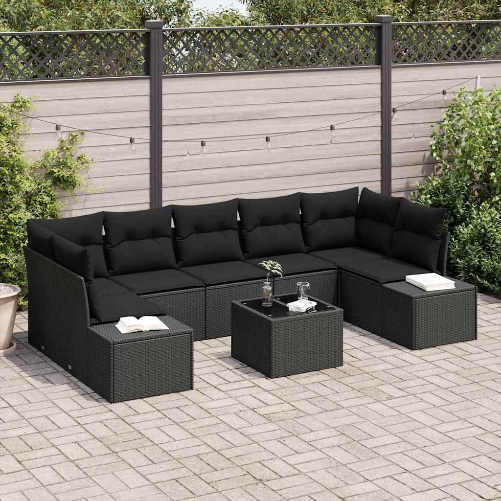 Conjunto de sofá de jardim 8 pcs Bege e Creme vime sintético
