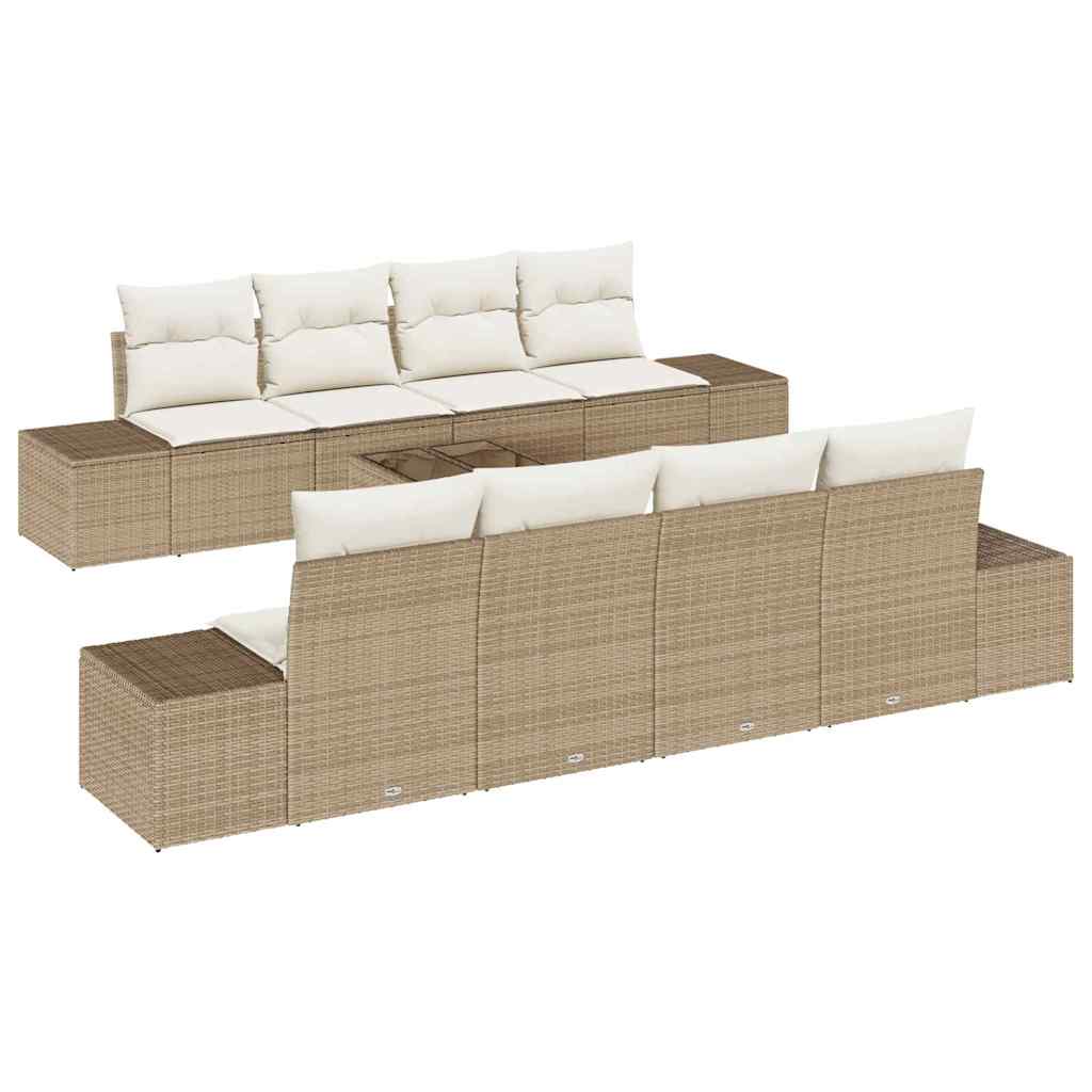 Conjunto de sofá de jardín 8 pcs Beige y Crema ratán sintético
