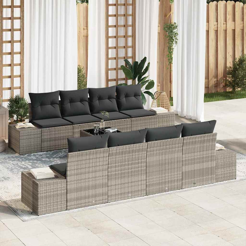 Conjunto de sofá de jardim 8 pcs Bege e Creme vime sintético