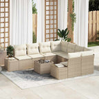 Conjunto de sofá de jardín 9 pcs Beige y Crema ratán sintético