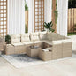9-piece Beige and Cream Synthetic Rattan Garden Sofa Set