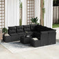 9-piece Beige and Cream Synthetic Rattan Garden Sofa Set