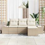 Conjunto de sofá de jardín 4 pcs Beige y Crema ratán sintético
