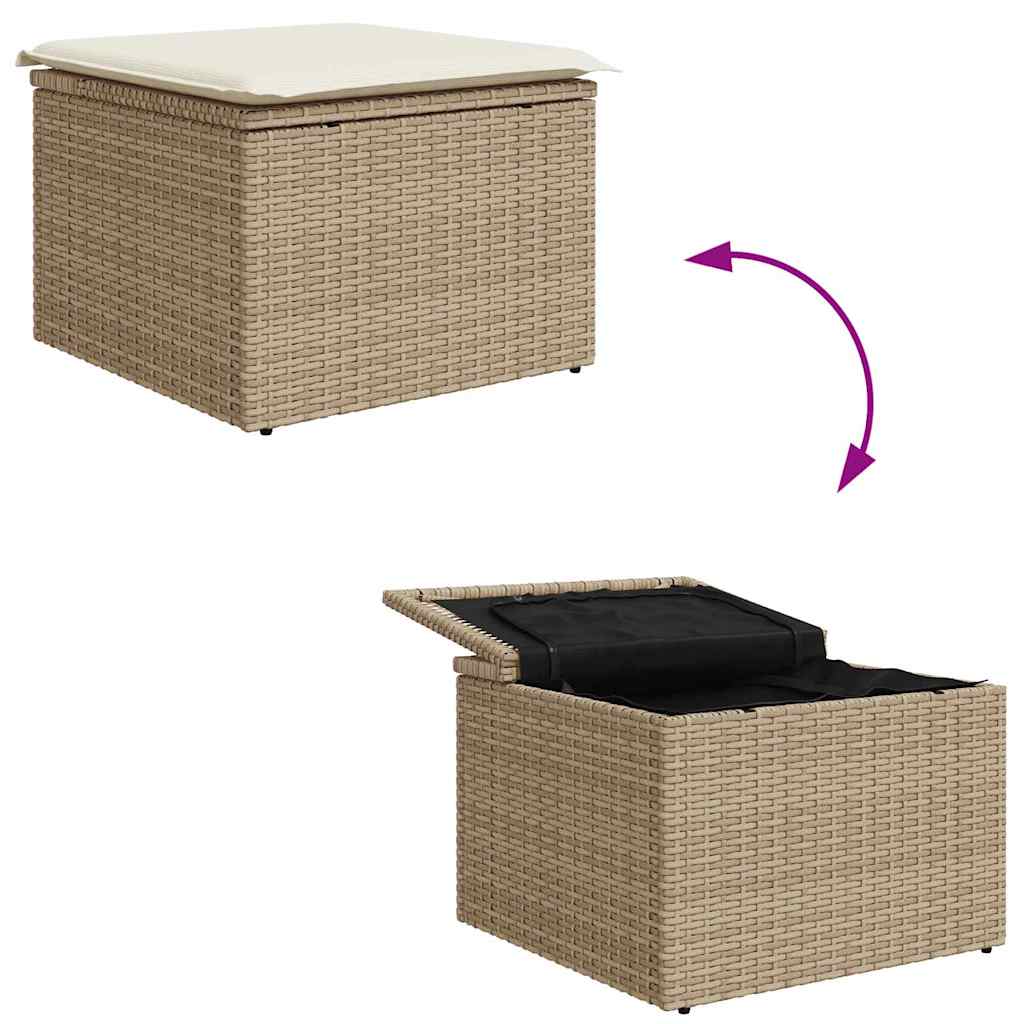 Conjunto de sofá de jardín 4 pcs Beige y Crema ratán sintético